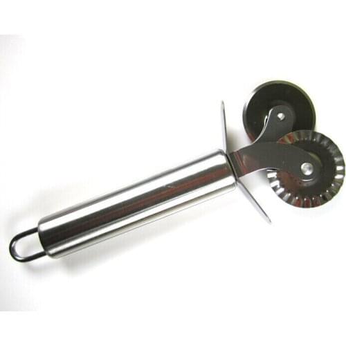 Hot Free Shipping Stainless Steel Double Round Roller Pizza Kinfe Pizza Hob Lace Round Knife Cake Pastry Cutter Tools