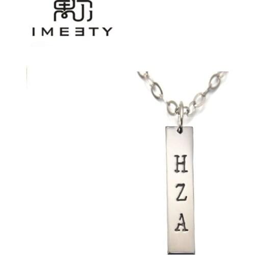 IMEETY laser cut pendant necklaces silver name pendant necklace initials name necklaces custom vertical bar necklace for boy