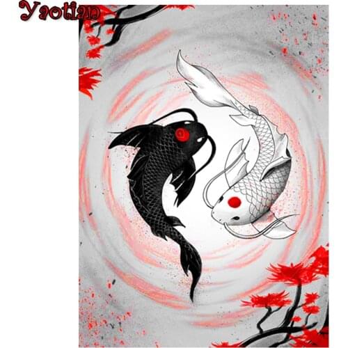 5D Diamond Painting Yin And Yang Fishs DIY round square diamond picture rhinestone embroidery beads cross stitch Handmade puzzle