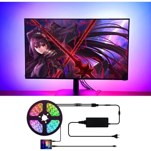 Ambient Light Color Sync Kit USB LED Strip light WS2812B Strip for Desktop PC Screen Computer Display Backlight 5V