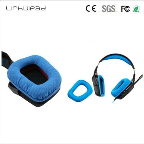 Linhuipad 1 pairs blue color Replacement Memory Foam Ear Cushion Pads Cover for Logitech G35 G930 G430 F450 Headphone