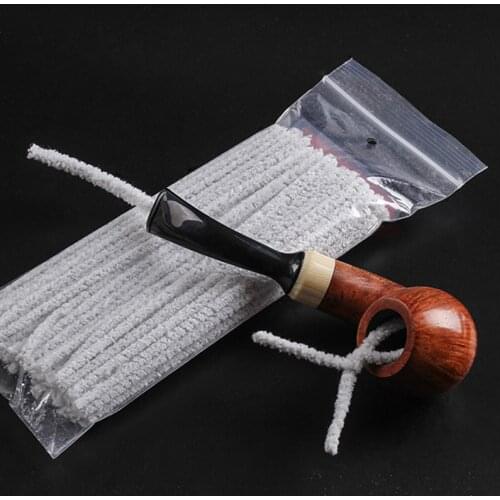 50pcs/Pack White Cotton Metal Core Tobacco Smoking Pipe Cleaning Rod Tool Convenient Cleaner Stick Brushes Cigarette Accessories