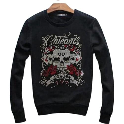 Skulls Sweatshirts Diamond stone style Fashion mens hot drill Hoodies men Clothing Top Hoodies
