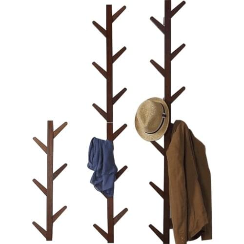 Mrosaa Bamboo Wooden Hanging Coat Rack Wall Hook Clothes Hanger Living Room Bedroom Decoration Hanger Wall Shelves 6/8/10 Hooks