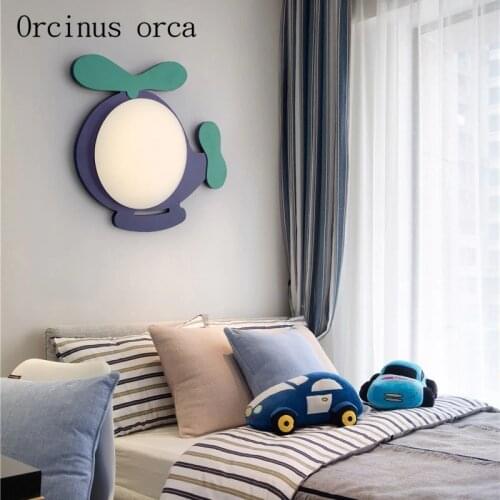 Cartoon creative plane wall lamp boy girl bedroom childrens room lamp modern simple animal LED wall lamp free shipping