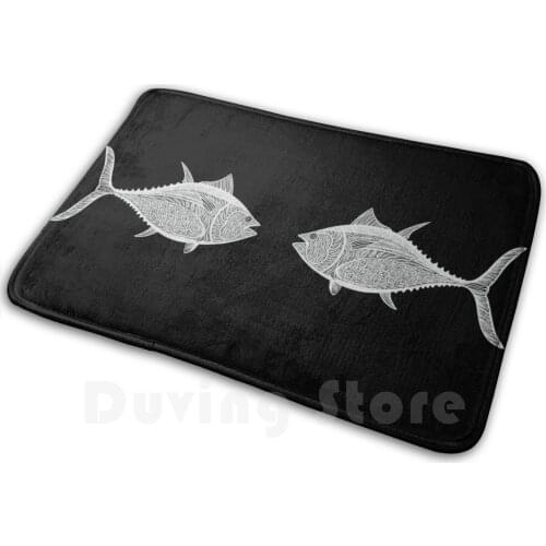 Bluefin Tunas In Love ( On Black ) Soft Non-Slip Mat Rug Carpet Cushion Bluefin Tuna Tuna Fish Atlantic Bluefin Tuna
