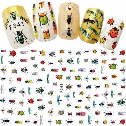 Beauty insect adhesive nail art decorations stickers thin acrylic manicure decals nails accessoires beetle smiling face