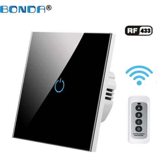 Remote Control Wall Switch Wireless 220V EU/UK Standard 1/2/3 Gang Light Touch Switches Controller Glass Pane Smart Home RF433