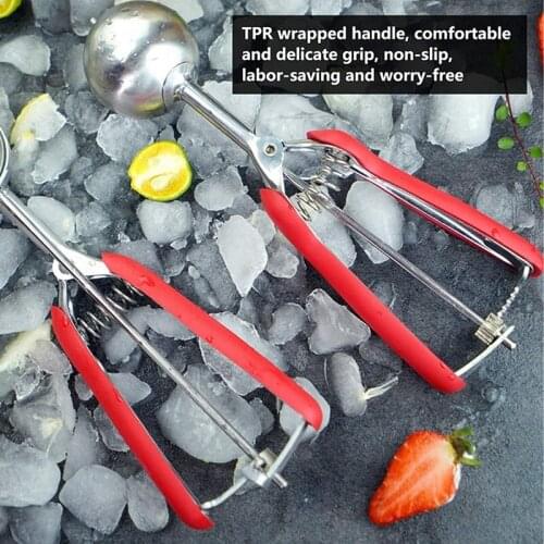 Stainless Steel Kitchen Fruit Ice Cream Scoop Set Cookies Spoon Food Portioner Scoop Salad Meatball Pastry Tools 3 Pcs