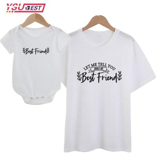 New Family Matching Clothes Mother Father Daughter Son Kids Baby T-shirt Parent-Childbest Friend Print T-shirt Short Sleeve Tops
