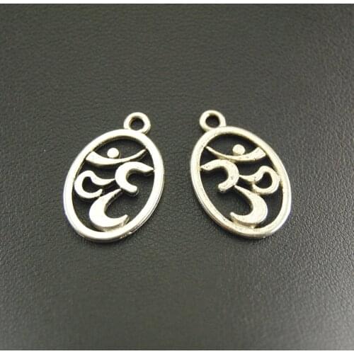 15pcs Silver Color OM Aum Ohm Mantra Sign Charms Pendants For Jewelry Making DIY Handmade Craft A816