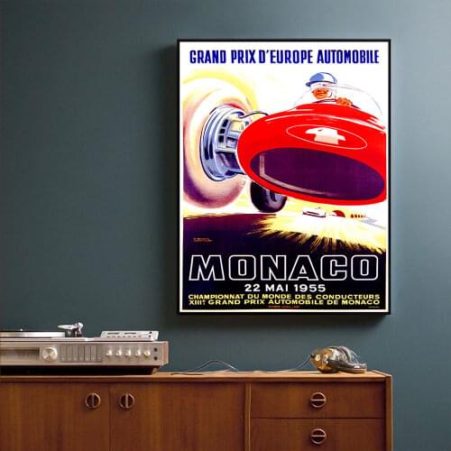 Monaco Grand Prix Car Poster On Canvas Painting Print Nordic Wall Art Picture For Living Noom Home Decoration Frameless