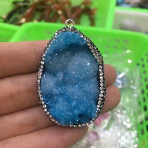 Natural Cave Blue crystal Druzy Pendant