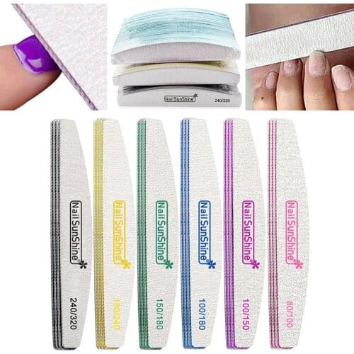 Professional Nail File 80-320 Half Moon Double Sided Sandpaper Sanding Grinding Polishing Art Manicure Care Tools Nail Equipment