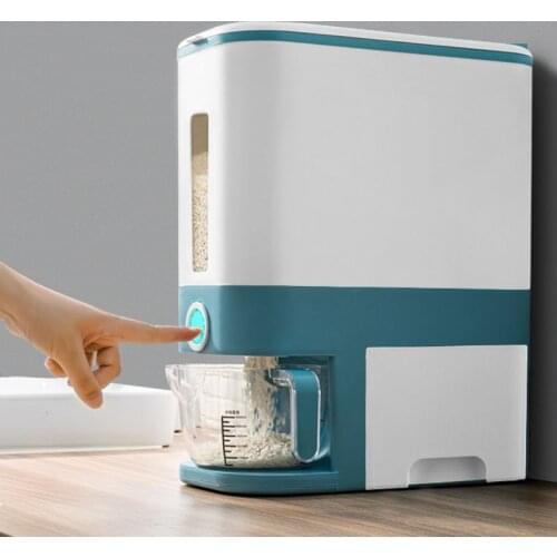 Push-Type Rice Bucket Cereal Dispenser Food Storage Containers Kitchen Organizer Storage Box Kitchen Accessories Grain