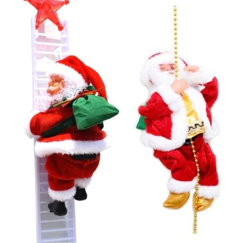 Christmas Electric Santa Claus Climbing Ladder Doll Xmas Kids Gift Climbing Santa for Home Music Toy Navidad Kerst Decoration