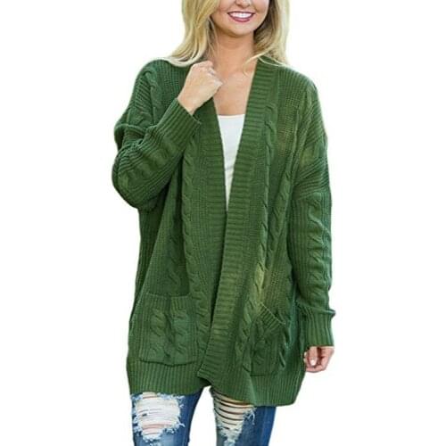 S-3xl Autumn And Winter Long Double Pocket Twist Knitted Cardigans Women Tops 2020 Solid Black Cashemire Cardigan Women Yellow