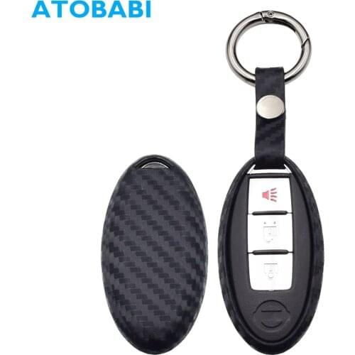Silicone Car Key Case Carbon Fiber Style Remote Fobs Cover For Nissan Altima Maxima Murano Rogue Sentra 370z Pathfinder Infiniti