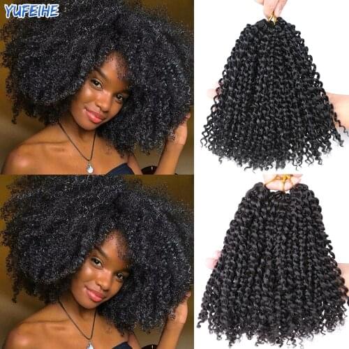 8" Afro Kinky Curly Twist Hair Ombre Synthetic Marlybob Crochet Braids Hair Extensions Gray Black Jerry Marley Braids 3pcs/pack