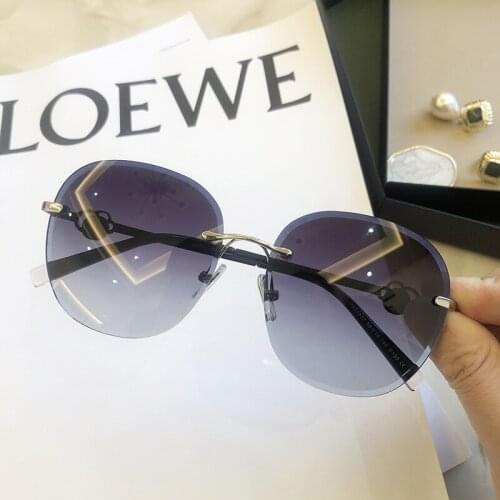 Nylon Polarized Sunglasses Womens Rimless Square Glasses Anti UV Large Face Metal Luxury Sunglasses Female Trendy Shades UV400