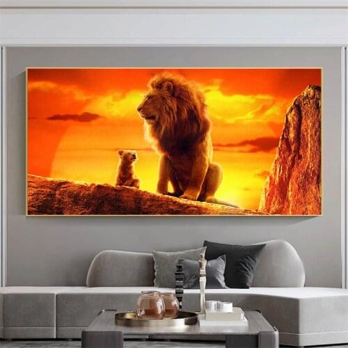 Modern Sunset Lion Movie Poster Pictures Home Decoration Canvas Painting HD Prints Wall Art Modular Living Room Room Decor