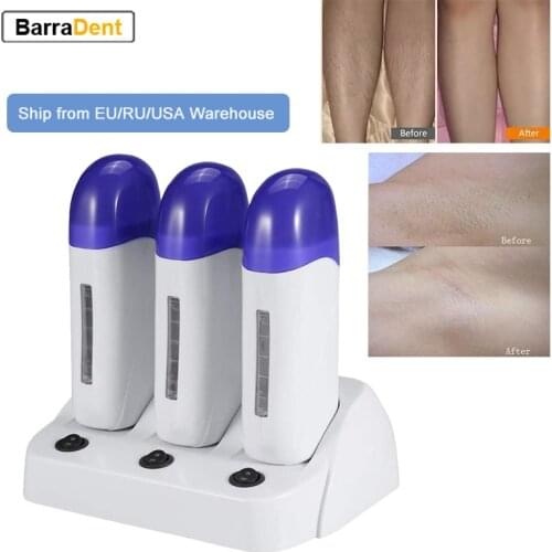 Triple Epilator Cartridge Wax Depilatory Roller Wax Warmer Heater Waxing Body Painless Hair Removal Machine For Depilation