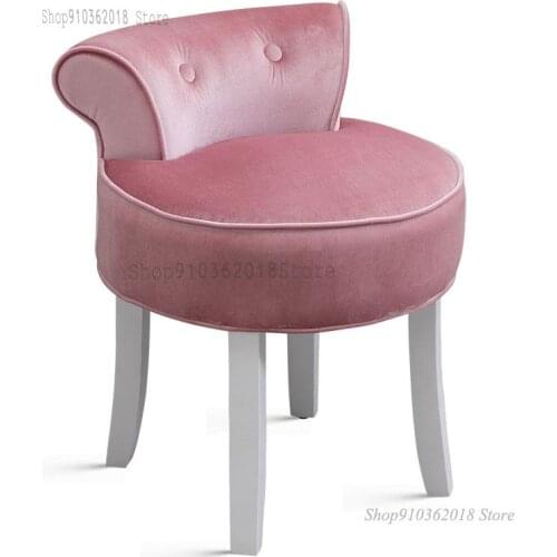 European Style Dressing Stool Modern Minimalist Makeup Stool Backrest Dressing Table Stool Net Red Bedroom Solid Wood Chair Nail
