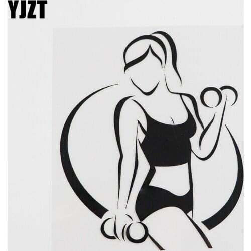 YJZT 11.4CMX13.8CM Fitness Gym Sport Girl Beautiful Body Health Vinyl Car Sticker Black/Silver 8A-0319
