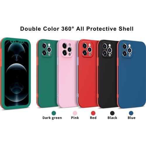 360 Degree Full Cover Protection Phone Case For iPhone 12 Mini 11 Pro Max XR X XS 7 6 8 Plus SE20 Soft Silicone Shockproof Cover