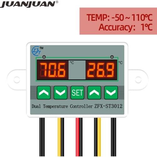 ZFX-ST3012 Microcomputer Temperature Controller Switch Dual Temperature Control Dual Probe DC 12/24 AC 220 V 50%off