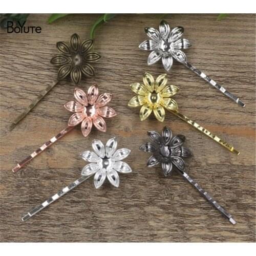 BoYuTe 20 Pieces 6 Colors 29MM Flower Hair Barrette Wholesale Women Hair Clip