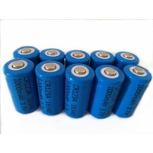 10pcs/lot 3.7V CR123A 16340 rechargeable battery large capacity 1000mAh CR123A lithium secondary battery suitable for camera