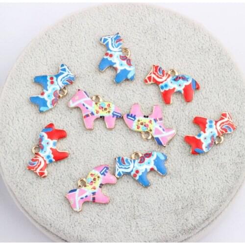10pcs Alloy Dripping Oil Metal Animals Charms Piebald Print Horse Charm Pendant for Bracelet Necklace DIY Jewelry Accessories