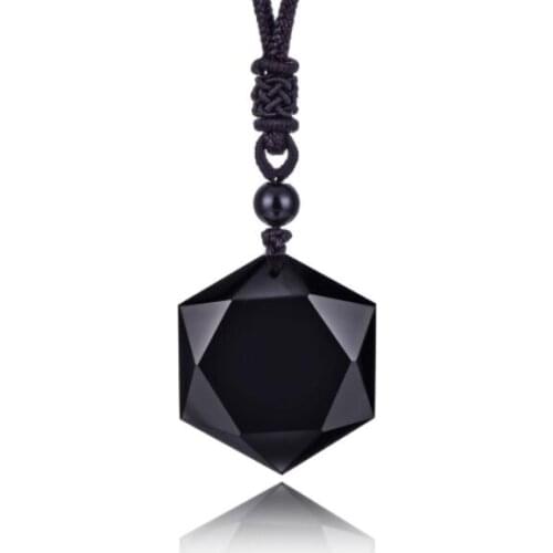 2018 New Black Obsidian pendant necklace obsidian star of Fatpig pendant Lucky Love Crystal Jewelry With Free Rope