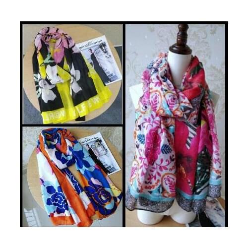 2021 luxury Spanish Tooth Desigual ladies' fashion scarf spring and autumn embroidery, lace flower decoration scarf