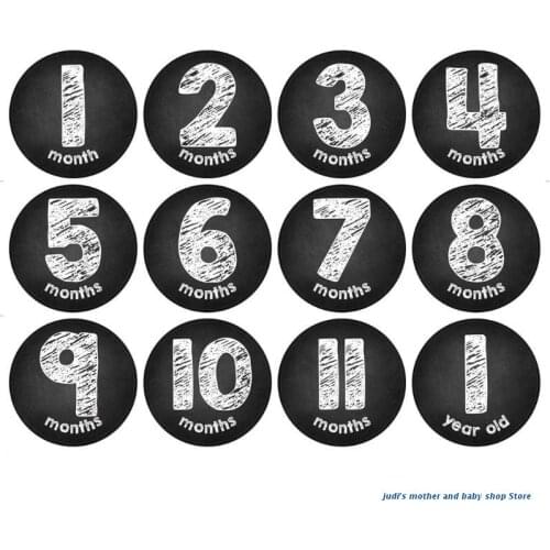 67JC 1-12 Months Baby Monthly Stickers Newborn First Year Age & Growth Tracking Stickers Shower Registry Gift & Scrapbook Photo