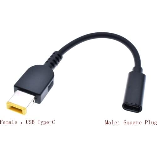Laptop Power Supply Adapter Cable USB Type-C Female To Square Tip Male Plug Converter For Lenovo Thinkpad USB C Cable Cord
