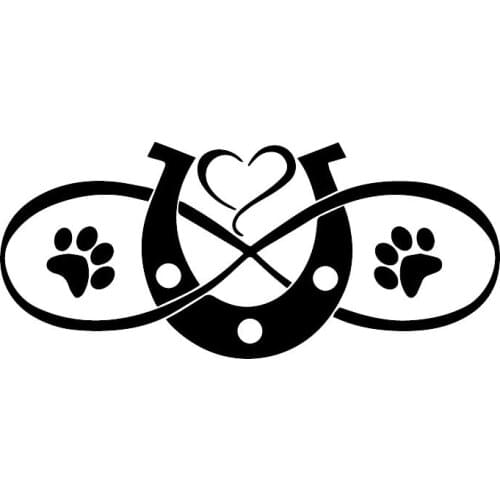 Love Paw Horseshoe Heart High Quality Car Applique Personality Pvc Waterproof Car Window Applique Black/white, 17cm * 7cm