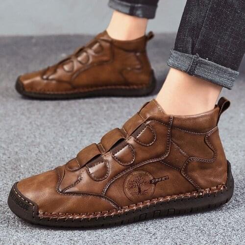 New Classic Mens Leather Boots Brand Handmade Black Leather Shoes Man Ankle Boots Waterproof Non-slip Men Moccasins Botas Hombre