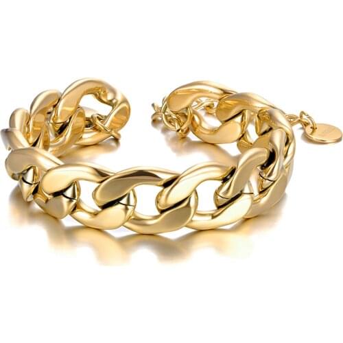 Hiphop/Rock Titanium Stainless Steel Big Thick Chain Bracelets For Women Men Hyperbole Chain Link Bracelet Bangle B20018