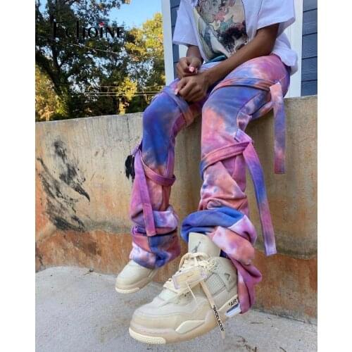 Echoine Women Autumn winter Tie Dye Print Sporting Sweatpant Jogger Trouser Fashion High Waistestacked cargo pants Streetwear