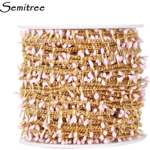 Semitree 1 Meter Stainless Steel Enamel Chains DIY Jewelry Making Necklace Findings Handmade Bracelet Crafted Leaves Accessories