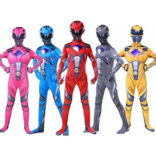 Chldren Kids Child Superhero Mecha Five Beast Red Ranger Morpher Party Boy Power CostumeCosplay Halloween Carnival Fancy Suit
