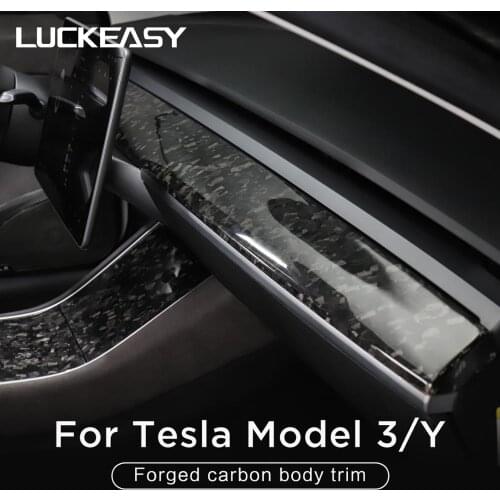 LUCKEASY Forged central control carbon fiber instrument panel for Tesla Model3 and ModelY Interior modification accessories