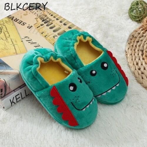 Toddler Boys Slippers Cartoon Plush Warm Shoes Little Kids Baby Winter House Shoes Boy Soft Rubber Sole Home Footwear Puppy Bear