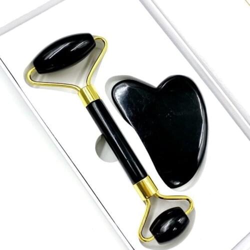 FYJS Unique Light Yellow Gold Color Geometric Shape Green and Black Stone Pendant for Gift Trendy Jewelry