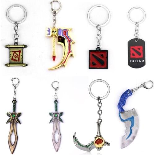 Game Dota 2 Keychain Pudge Toys Dota2 Weapons Sword Talisman Props Bag Key Holder Trinket Gift Key Chains Key Ring Llaveros