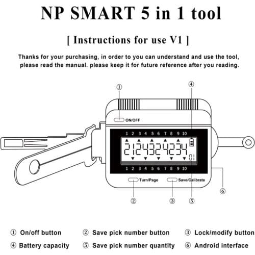 NP Tools Smart 5 in 1 Tool With LED Indicator Light HU66v.3 HU92v2 Locksmith Tools Auto Locksmith Repairing Tools