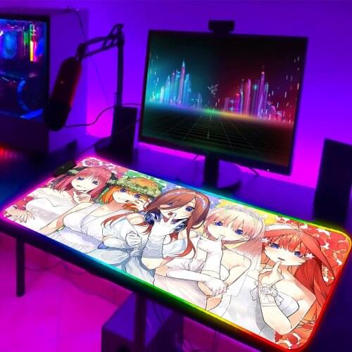 Mouse Pad Gamer The Quintessential Quintuplets RGB Mousepads Mouse Gaming Accessories Gamer Mouse Mat With LED Large Desk Mat