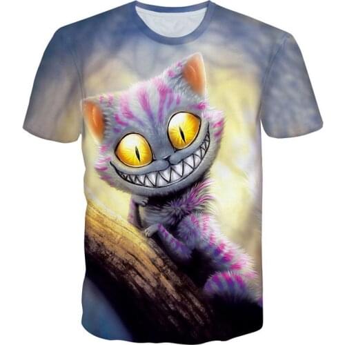 Summer Cat Print Hip Hop T Shirt For Men Boys O Neck Short Sleeve Tops Men Cool Clothes Sport Causul 3D Cartoons T Shirts